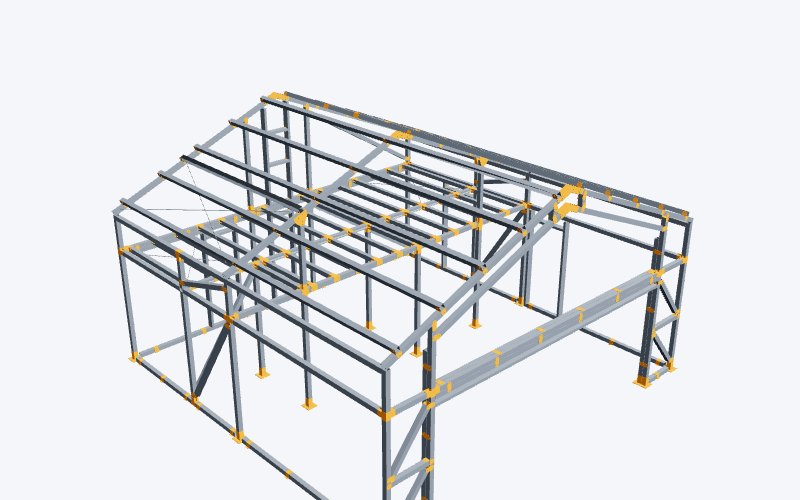 Almacen portico 3d estructura
