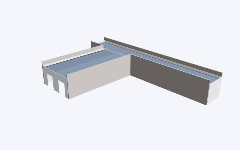 Naves con pórticos ipe atornillados 4 Nave industrial de 610 m², modelo 3d con paneles