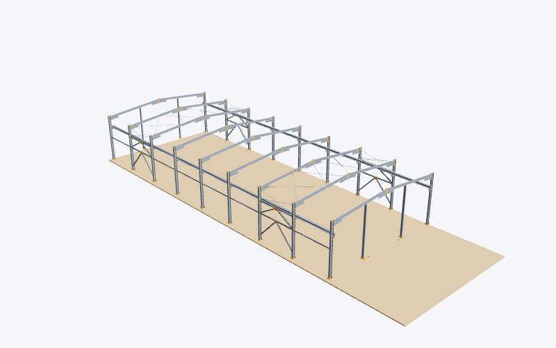 Estructura de pórticos: nave industrial de 830 m²