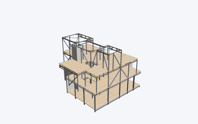 Vivienda 3d casa tres plantas sitges estructura